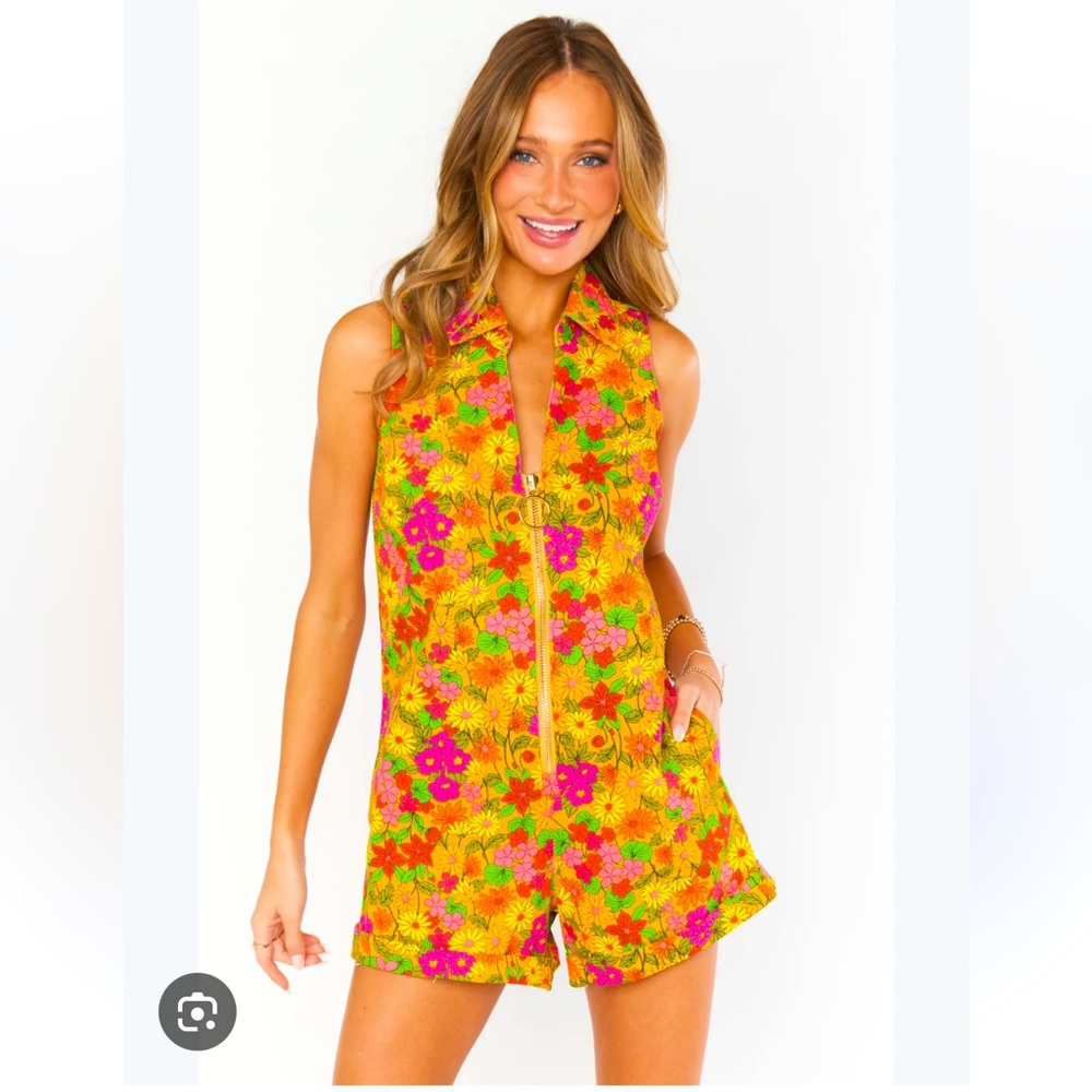 Colorful Denium Romper NWOT never been worn.